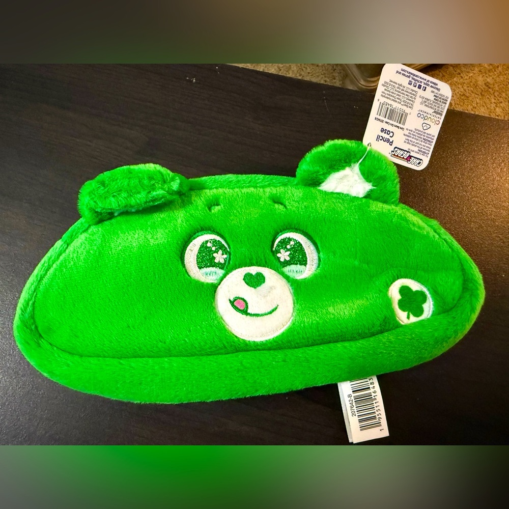 Care Bears plush Pencil Case good luck bear NEW